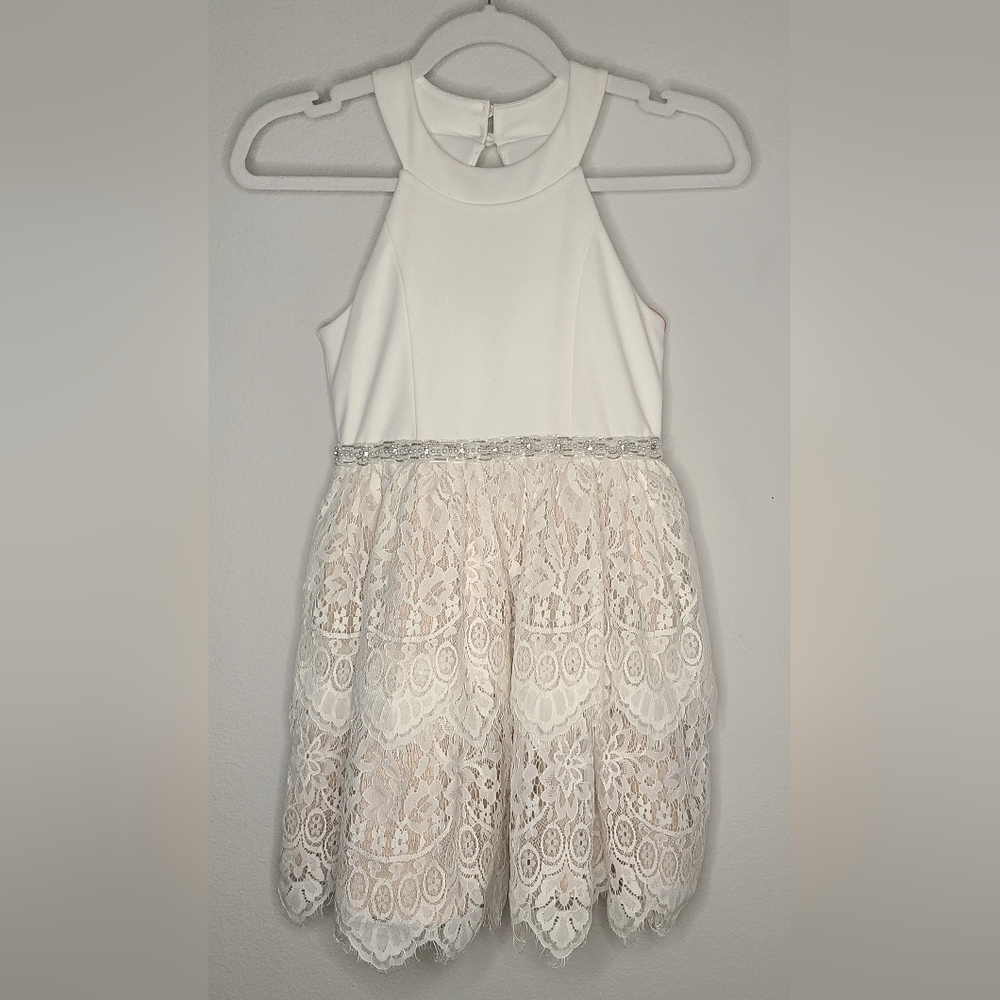 NWT Rare Editions -Girl's White Ivory Fancy Party Dress, Sz 10